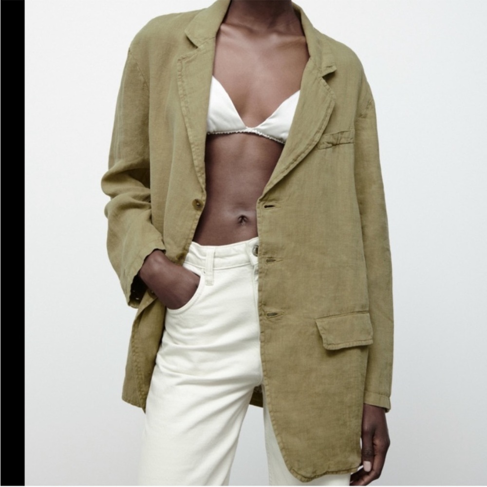 NWT Zara Linen Blazer with Pockets